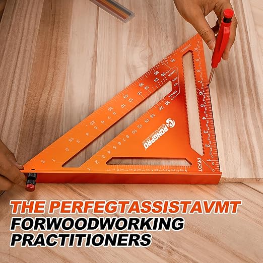 12 Inch Rafter Square, Carpenter Measuring Layout Tool, Aluminum Alloy Triangle Ruler Protractor for Woodworking and Carpentry - Imperial-DeskLoop Office