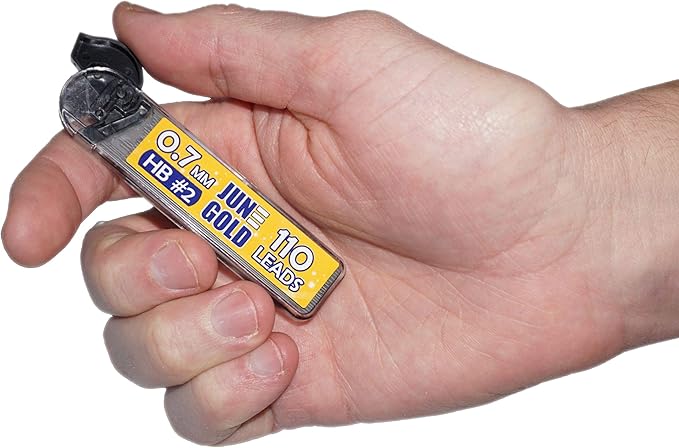 June Gold 8 Pack 0.7 mm HB #2 Mechanical Pencils, Extra Long Spin Eraser, 2 Lead Dispensers/w 220 Refills & 8 Refill Erasers, Break Resistant Lead, Soft Non-Slip Grip-DeskLoop Office