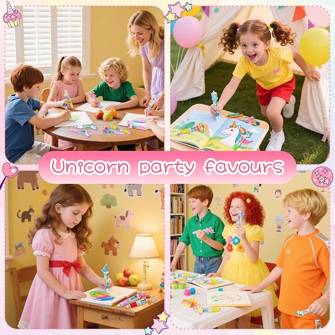 30Pcs Mini Multicolor Pens in One 4-in-1 Cute Pens Bulk for Kids, Ballpoint Pen for Birthdays and Children's Parties, Fun Gifts Assorted Ink Kawaii Pen(unicorn)-DeskLoop Office