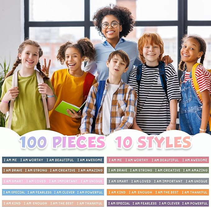 100 Pieces Students Inspirational Silicone Wristbands Motivational Quotes Rubber Bracelets for Kids Students Back to School Gifts (Bright Colors) Office Products
