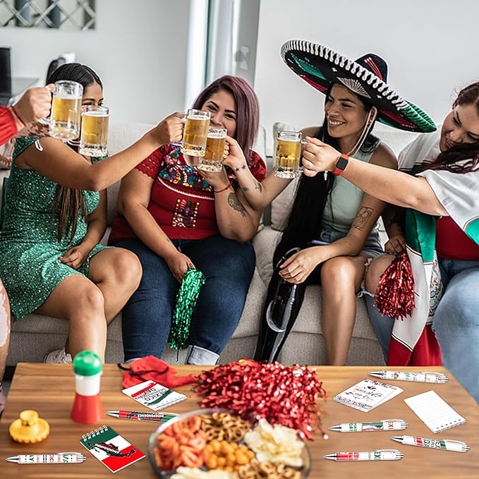 24PCS Mexican Independence Day Mini Spiral Notepad and Pen Set,Viva Mexico Independence Journals Fiesta Ballpoint Pen Pocket Notepad Bulk Gifts Supplies for Dia De La Independencia Party-DeskLoop Office