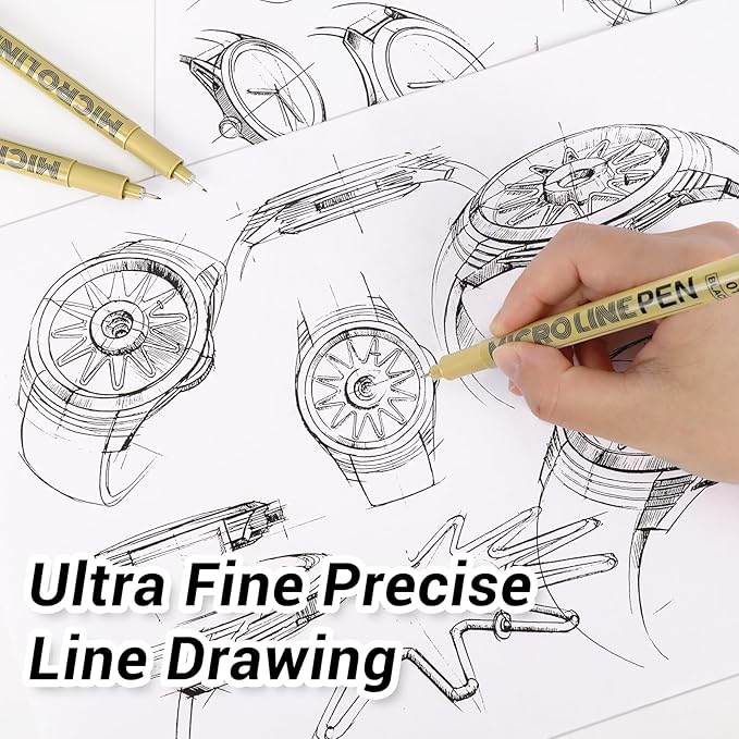 KERIFI 01 Fineliner Ink Pens, 0.25mm Black Micro Fine Point Drawing Pens Waterproof Archival Ink Multiliner Pens for Artist Illustration, Sketching, Technical Drawing, Zentangle, Scrapbooking (6 Pack)-DeskLoop Office