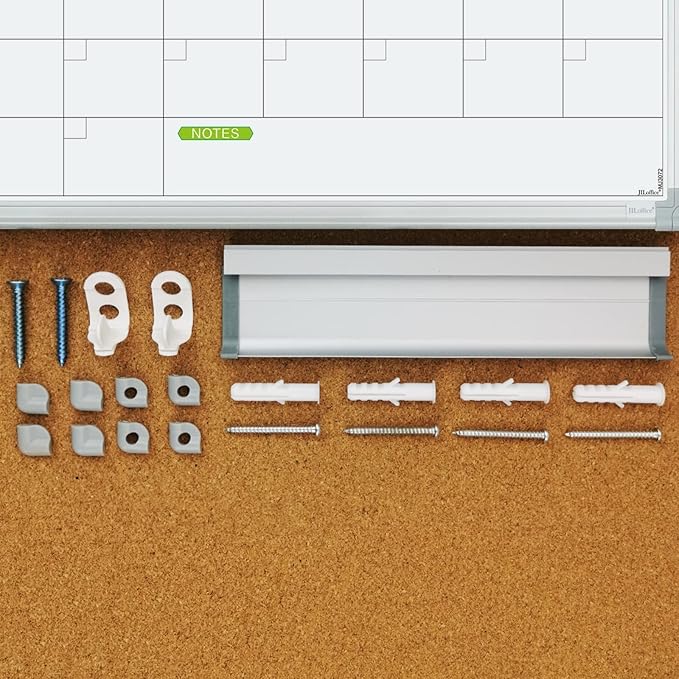 JILoffice Monthly Dry Erase Calendar Whiteboard 15 x 12 Inch, Double Sided Hanging Dry Erase Board/Calendar Board, Silver Aluminum Frame Portable Board for Office Home and School-DeskLoop Office