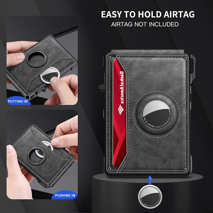 KIKVES Airtag Wallet for Men, Mens Smart Wallet for Air Tag RFID Blocking - Image 8