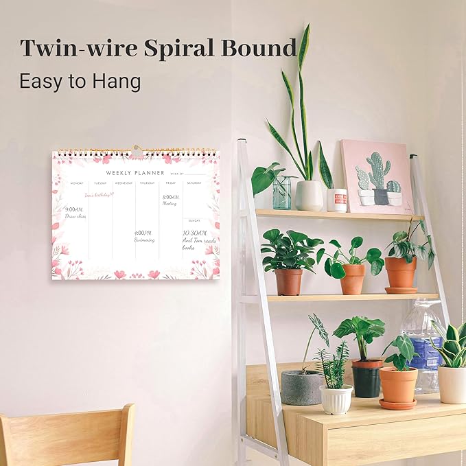 8.5x11 Weekly Planner Notepad Undated To Do List Note pad 52 Weekly Desk Wall Planner Calendar Hangble Daily Planning Pad for Work,Home,School,Ofiice Supplies,Matching 44 Notepad,Pink-DeskLoop Office