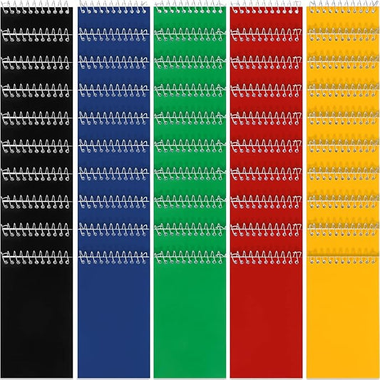 150 Pieces Spiral Memo Pads Bulk 3 x 5 Inch Small Note Pads Top Bound Lined College Ruled Paper Mini Notepad Pocket Spiral Notebooks for School Office Home Supplies, 75 Sheets (Bright Colors)-DeskLoop Office