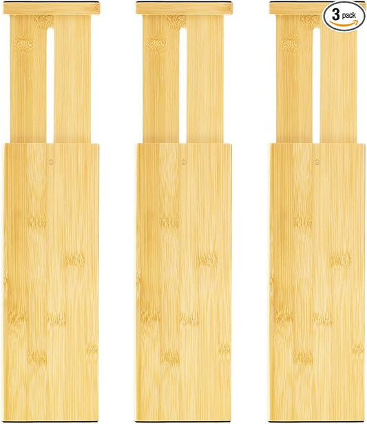 VaeFae 3 Pack Bamboo Drawer Dividers, 4" High Adjustable 11.9-17.1" Clothes Drawer Organizers, Expandable Separators for Bedroom/Bathroom/Kitchen/Office Storage-DeskLoop Office