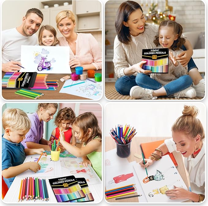 V-Opitos 48 Pack Colored Pencils Set, Pre-sharpened Coloring Pencils for Kids Beginners, Colored Pencils for Adult Coloring Books, Ideal Art Supplies for Sketching, Coloring & Painting-DeskLoop Office