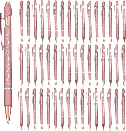 Personalized Ballpoint Pen 48pcs, Custom Pens Free Engraved Bulk with Name Logo, Soft Black Ink Stylus with Touch Metal Office, Gift for Anniversaries, Graduations, Birthdays-DeskLoop Office