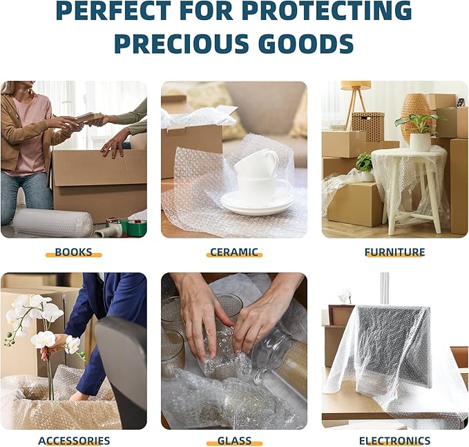 Metronic Bubble Cushioning Wrap 16 Inch x 36 FT, Dense Bubble Packing Air Wrap Clear Bubble Packing Roll for Shipping and Moving Supplies, Perforated Every 12"-DeskLoop Office