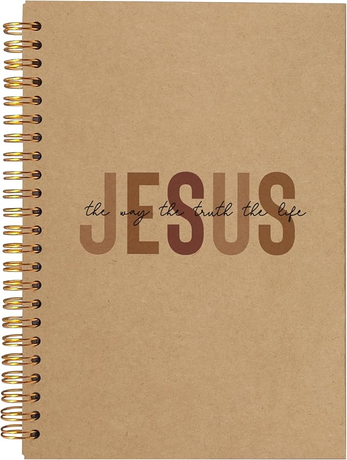Boho Christian Notebook Journal, Christian Gifts for Women, Bible Notebooks for Note Taking, Bible Journaling Notebook, Jesus the Way the Truth the Life Hardcover Spiral Notebook 5.5x8.3 kraft paper-DeskLoop Office