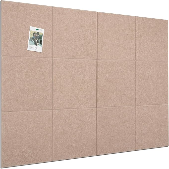 Large Cork Board for Office 48 x 36 in, Brown Bulletin Board, 12 Pack Felt Wall Tiles with Pushpins, Cork Boards for Wall Pin Board Tack Board Cork Boards-DeskLoop Office