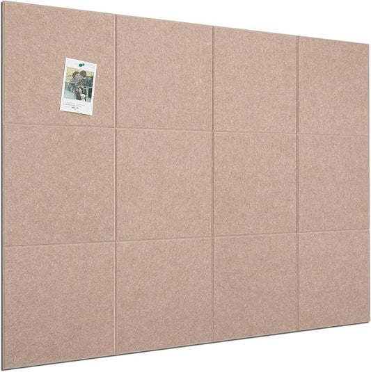 Large Cork Board for Office 48 x 36 in, Brown Bulletin Board, 12 Pack Felt Wall Tiles with Pushpins, Cork Boards for Wall Pin Board Tack Board Cork Boards-DeskLoop Office