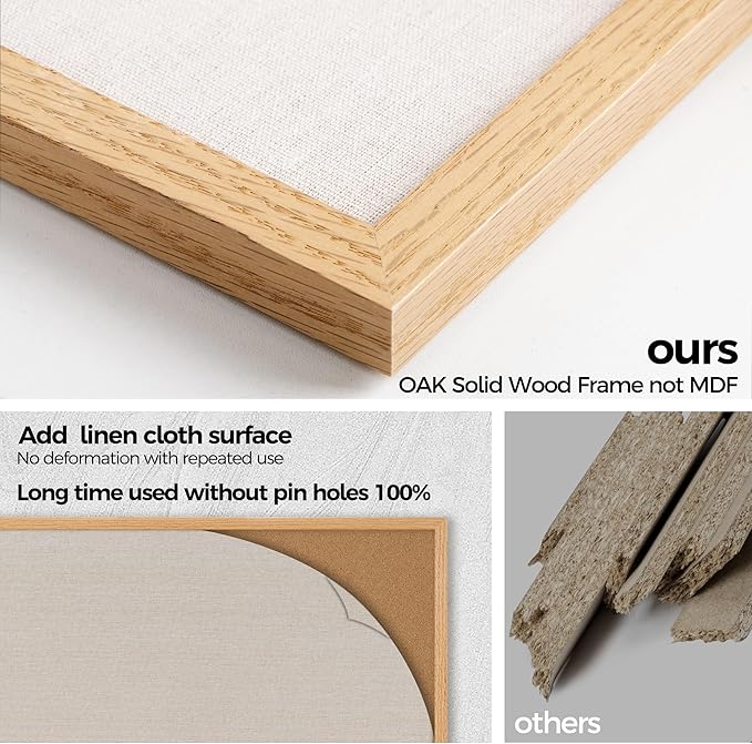 Fun Memories Cork Board Bulletin Board for Office, 20" x 30" Oak Wooden Framed Corkboard, Wall Mounted Notice Pin Board for School Home & Office, Natural Wood-DeskLoop Office