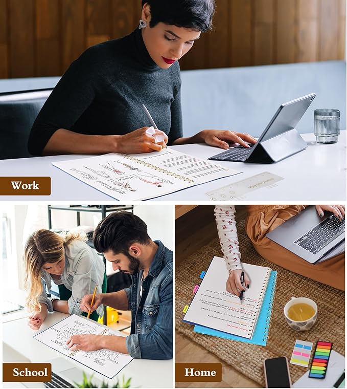 Dotted Notebook, Spiral Notebook Journal 8.5” x 11”, A4 Large Dot Grid Notebooks for Women Men, 100 GSM Dotted Paper, Plastic Hardcover Spiral Bullet Journals for Work School Sketching, Navy-DeskLoop Office