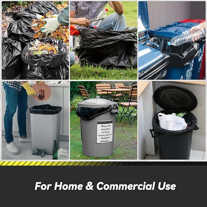 150 Count 55-60 Gallon Trash Bags, Sturdy & Tear-Resistant Commercial Can Liners 55 Gallon, Large Garbage Bags, Large Black Trash Bags for Commercial, Lawn and Leaf Bags-DeskLoop Office