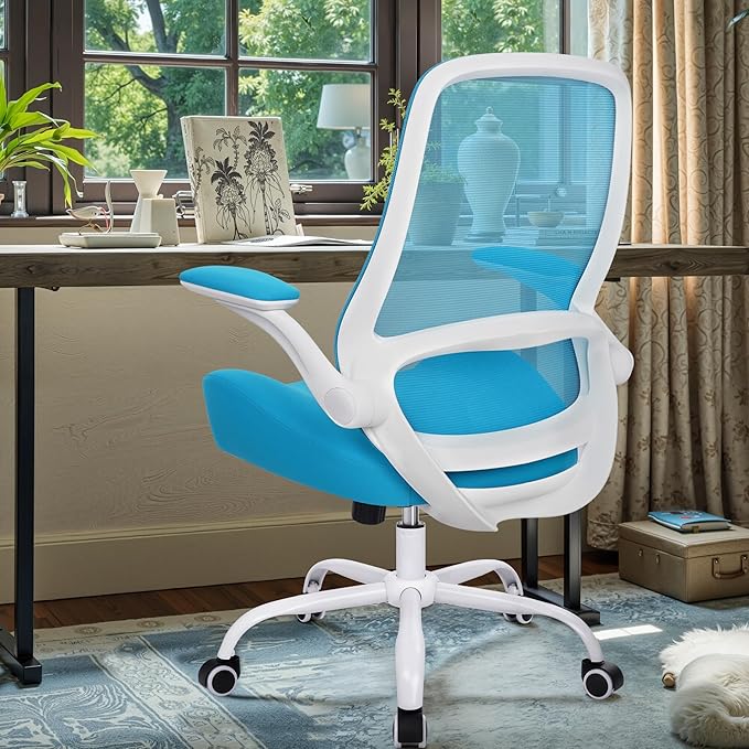 HYLONE Heavy Duty Office Chair, 5" Thickened Seat Ergonomic Desk Chair with Adjustable Armrests, Home Office Computer Chairs for Long Hours Mesh Executive Chair(Blue)-DeskLoop Office