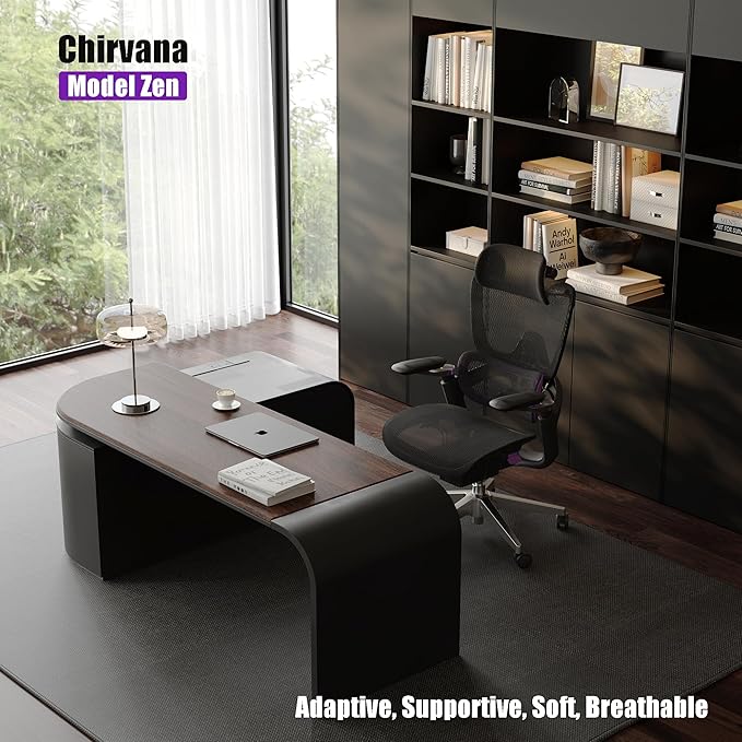 Ergonomic Office Chair, Mesh Home Office Desk Chair with Adjustable Lumbar Support, Big and Tall Gaming Chair with 4D Headrest, 5D Armrest,90-130°Tilt, BIFMA Certified, Model Zen (Purple)-DeskLoop Office