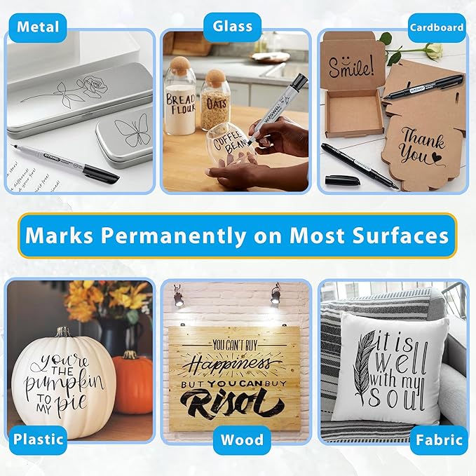 Permanent Markers 36 Variety Pack Bulk,Featuring Ultra-Fine,Chisel Tip,And Fine Tip Marker Set,Writing And Poster Black Markers,Works on Plastic,Wood,Stone,Metal and Glass for Doodling, Marking-DeskLoop Office