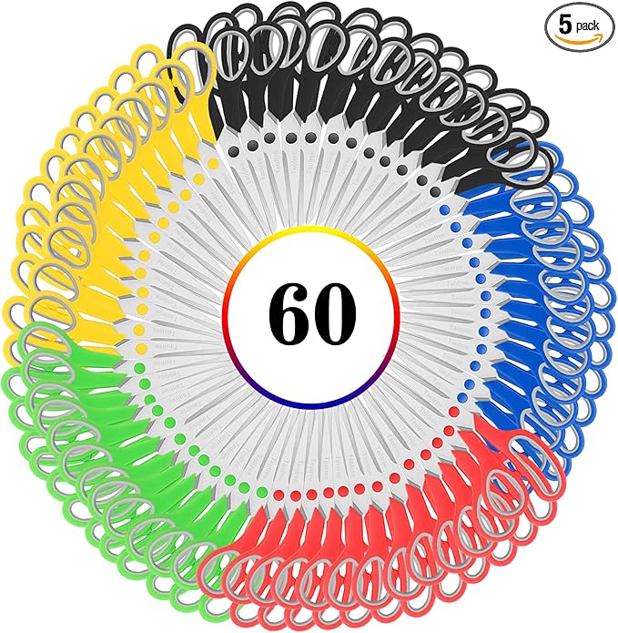 Scissors Bulk 60-Pack, Taotree 8" All Purpose Scissors, Soft Comfort-Grip Stainless Steel Sharp Shears for School Supplies Office Desk Home, Classroom Teacher Sewing Fabric Craft, Right/Left Handed-DeskLoop Office