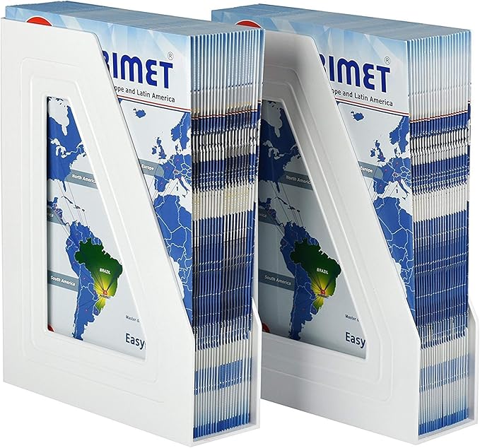 Acrimet Magazine File Holder, Durable Rack, Space-Saving Organizer (Plastic) (White Color) (2 pack)-DeskLoop Office