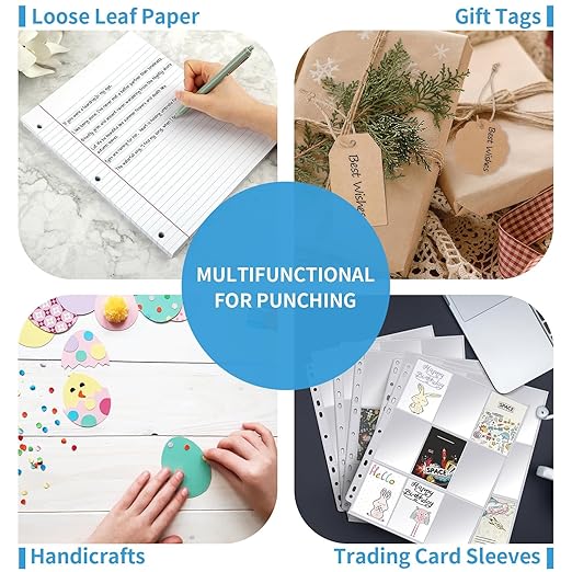 Single Hole Punch, 2 Pcs Hand Hole Puncher with Soft Grip Handle, 1/4" and 1/8" Small Hole Paper Punch for Crafts, Scrapbooks, 6 Sheets Capacity, Tags, Tickets - Blue-DeskLoop Office