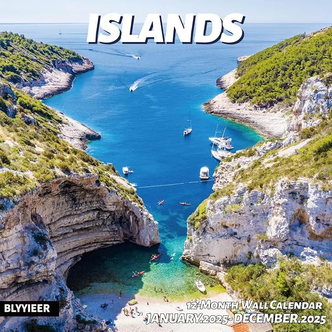 2025 Wall Calendar,Islands Monthly Wall Calendar, 12" x 24" Open,Family Planner Calendar,Home & Office Organizer,Hangable-DeskLoop Office