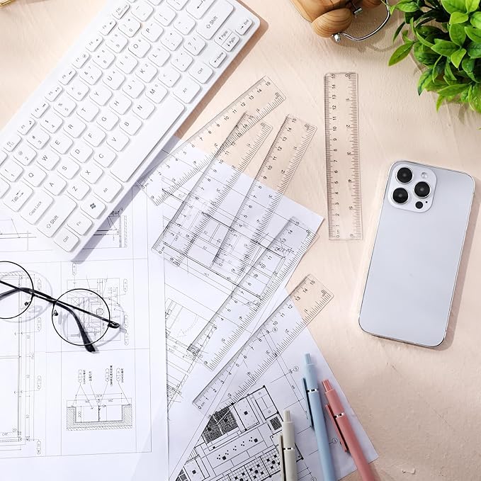 Zonon 6 Pcs 6 Inch Ruler Bulk Clear Plastic Flexible Straight Metric Rulers with Centimeters and Inches Drafting Measuring Tool for Classroom School Students Education-DeskLoop Office