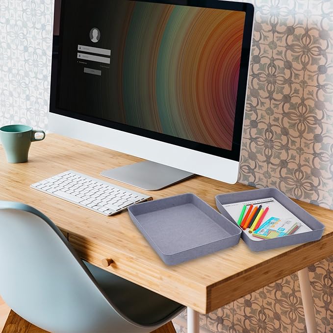 Welaxy 2-piece Office desk drawer organizer tray letter-size documents A4 paper book file Folder Holder storage bins ( Glacier Gray)-DeskLoop Office