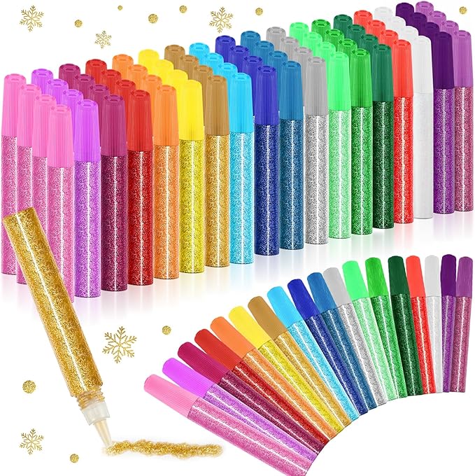 72 Pcs Glitter Glue Pens Bulk 18 Colors Crafts Pens Stick Glitter Glue for Crafts School Gifts Supplies for DIY Arts, Projects Scrapbooking, Cards(6 ml)-DeskLoop Office