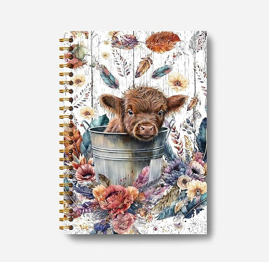 Highland Cow Notebook Journal - 5.5×8.3 Floral Spiral Journal Notebook, Highland Cow Gifts, Cow Gifts for Cow Lovers, Cow Gifts for Women, 164 Pages-DeskLoop Office