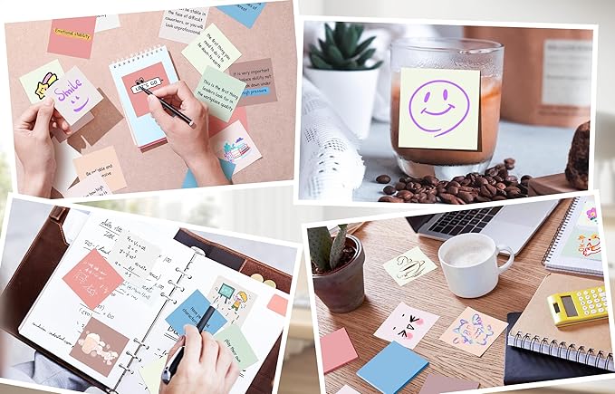 (18 Pack) Sticky Notes 3x3 in Post, Vintage Colors, Sticky Pads, Strong Adhesive, Recyclable, Self-Stick Pads, Easy to Post for Home, Office, Notebook-DeskLoop Office