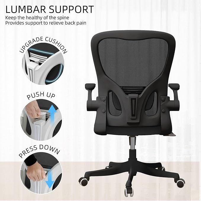 Desk Office Chairs Computer Mesh Chair Executive Chair with Lumbar for Home & Office (05Blcak)-DeskLoop Office