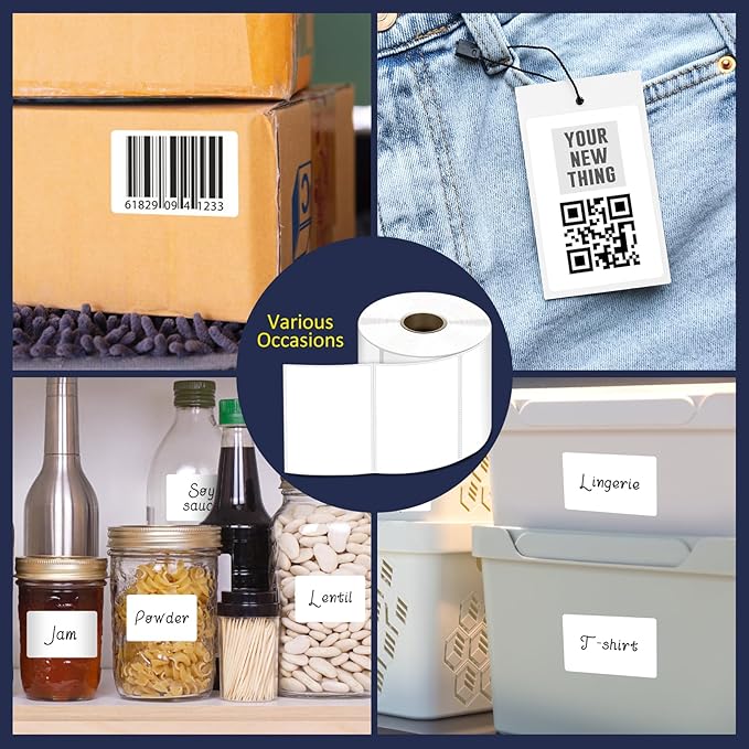 L LIKED 3" x 2" Direct Thermal Labels, Permanent Adhesive Barcode Shipping Stickers & Compatible with Rollo, Zebra and Other Desktop Printers (12 Rolls, 8400 Labels)-DeskLoop Office