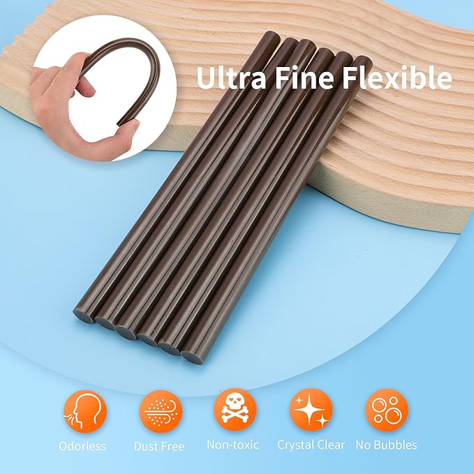 MATUFF Brown hot Glue Stick Full Size 0.43” Dia x 8” Long, 52 pcs Hot melt Adhesive Glue Sticks, Colored Glue Gun Sticks for Christmas Decoration DIY Crafts Arts School Home Gluing Project-DeskLoop Office