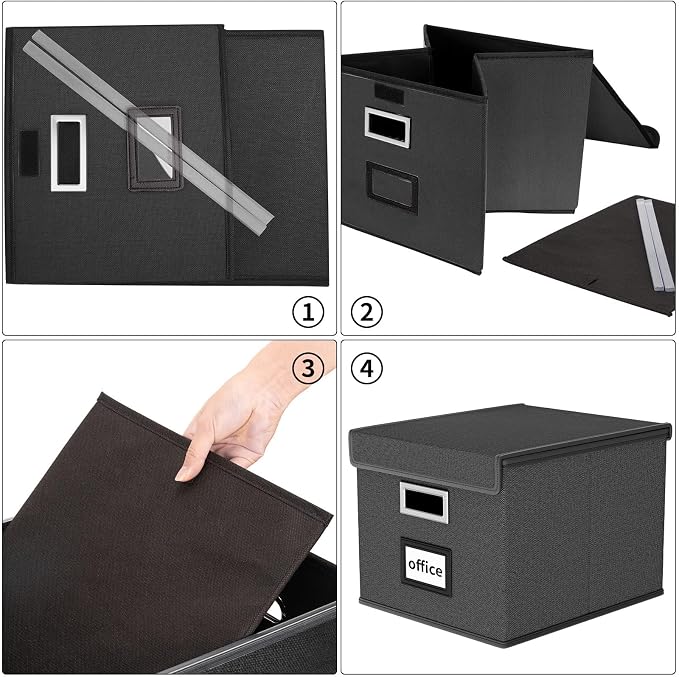 New Portable File Organizer Boxes Set of 4, Collapsible Linen Hanging Filing - Image 7