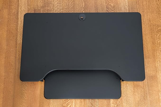 Rocelco 40" Height Adjustable Standing Desk Converter with AC Outlet USB Charger and Dual Monitor Arm Mount - Sit Stand Up Tabletop Riser - Sliding Keyboard Tray - Black (R DADRB-40-ACUSB-MA2)-DeskLoop Office