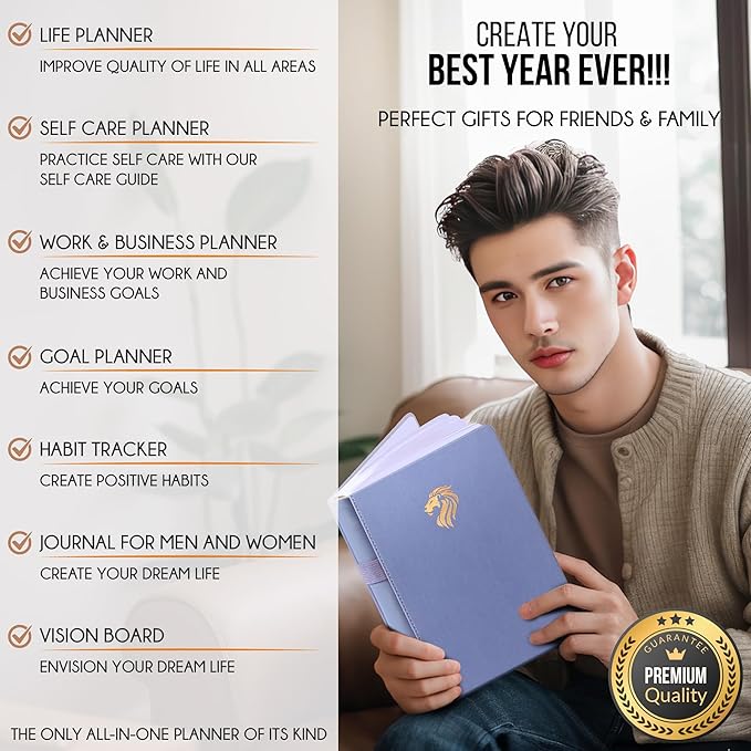 Life Planner - Undated Daily, Weekly & Monthly Planner with Budget Section | A 12 Month Journey to Increase Productivity & Happiness | Life Organizer & Gratitude Journal - Horizontal Format-DeskLoop Office