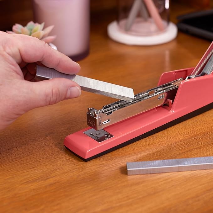 Swingline Stapler, 30 Sheet Capacity, 747 Classic Stapler, Jam Free, Metal, Lipstick Red (74718)-DeskLoop Office