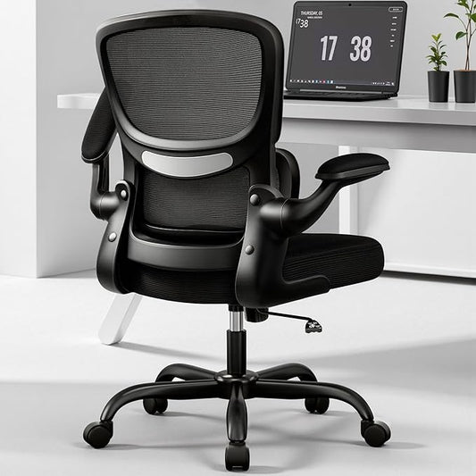 Home Office Desk Chair, Ergonomic Office Chair with Lumbar Support and Adjustable Armrests, Office Chair, Breathable Mesh Mid Back Computer Chair, Modern Comfy Desk Chair-DeskLoop Office