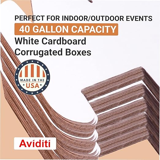 AVIDITI Cardboard Trash Cans and Recycling Bins, 40 Gallon 18"L x 18"W x 30"H (10-Pack) Reusable or Disposable Pop Up Garbage Boxes for Parties, Outdoor Events, Heavy Duty, Recycle-DeskLoop Office
