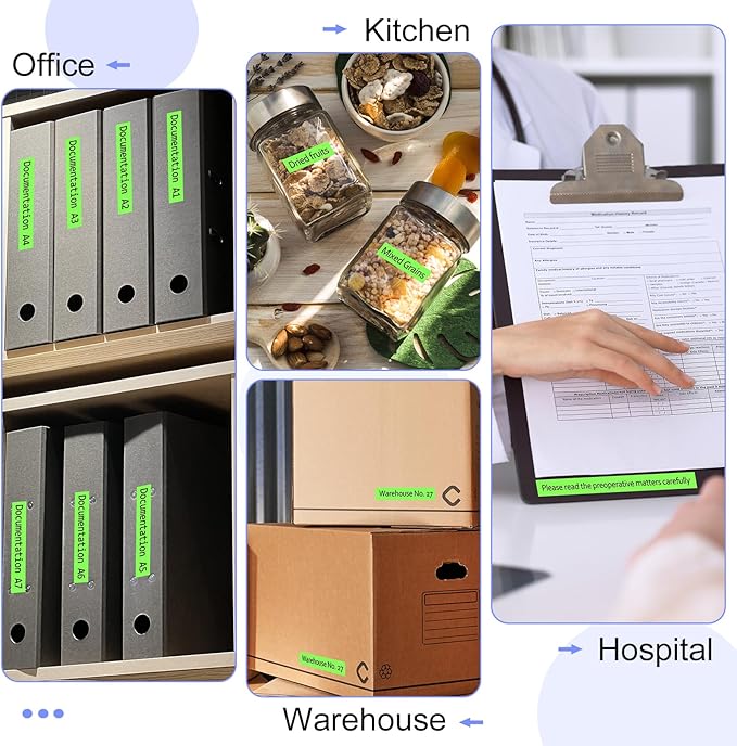 2 Pack Compatible for Ptouch TZe-D41 TZ-D41 TZe TZ Label Tape 18mm 0.7'' Laminated Black on Fluo Green Tape Label Maker Tape for PT-D600 PT-D610BT PT-D600VP PT-P710BT PT-P750W-DeskLoop Office