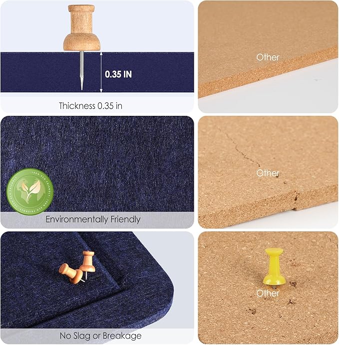 MaxGear Bulletin Board 35" x 17.5", Foldable Felt Board Vision Board Supplies, Cork Board for Office, Home, School, Small Pin Boards for Walls Decorative Picture Framed Display Board Dark Blue-DeskLoop Office