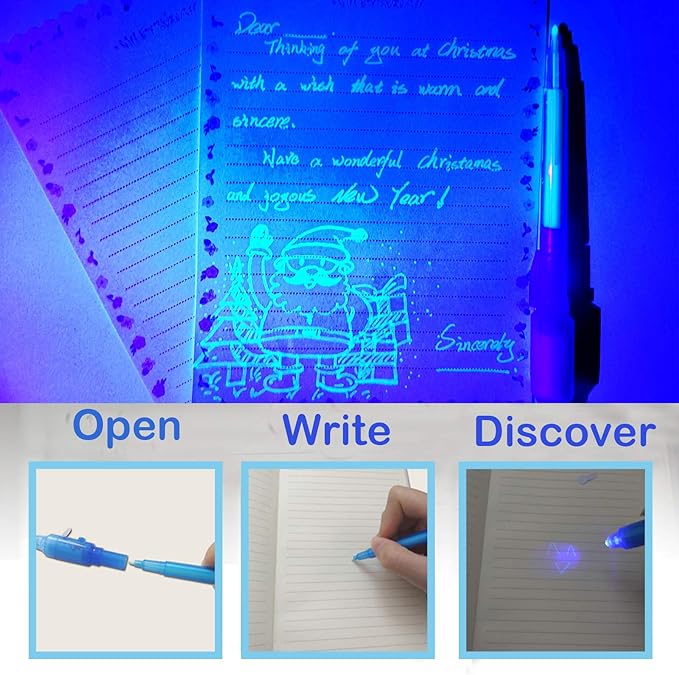 SCStyle Invisible Ink Pen 28Pcs with UV Light Magic Marker for Secret Messages, Writing Information for Birthdays, Easter, Halloween, Christmas Gifts for Students-DeskLoop Office