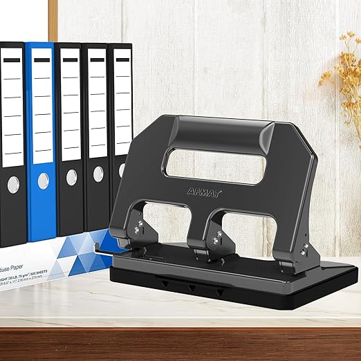 3 Hole Punch Heavy Duty, AFMAT 3 Hole Puncher for Binder, 10000+ Punching Times, 40-Sheet Three Hole Punch, Metal Hole Puncher 3 Ring, 50% Reduced Effort, Bulit-in S.S. Paper Guide, Gray-DeskLoop Office