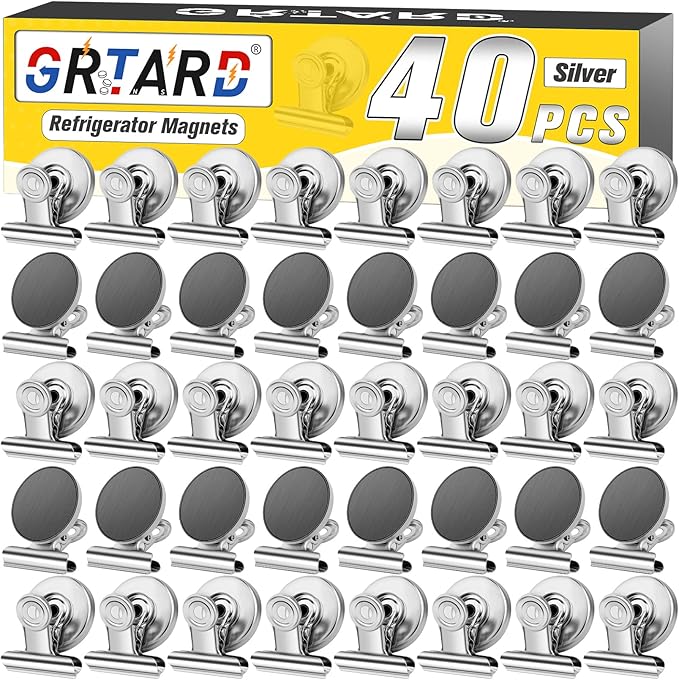 Grtard Magnetic Clips 40 Pack Fridge Magnets Clips Magnetic Hooks Clips, Strong Refrigerator Magnets Clips, Whiteboard Magnetic Clips, 1.2 Inch-DeskLoop Office