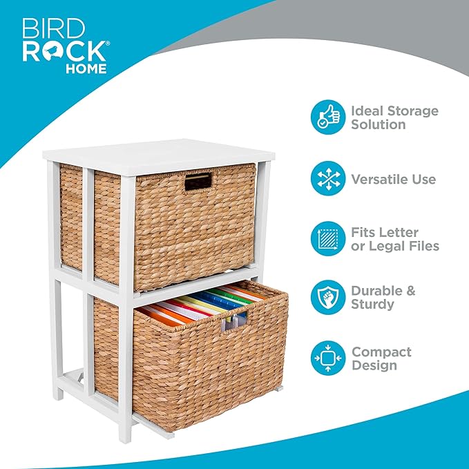 BirdRock Home Havana 2 Tiered file cubby with wood top (Natural)-DeskLoop Office