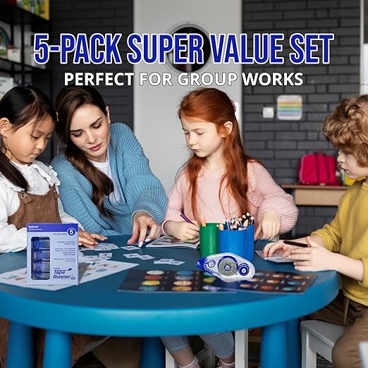 Tape Runner - Double Sided Adhesive with Dispenser Roller Included - Acid Free, Sticky, Clear & Transparent - Ideal for Scrapbooking, Crafts & More - Mini (197 inches per Cartridge), 20 Cartridges-DeskLoop Office