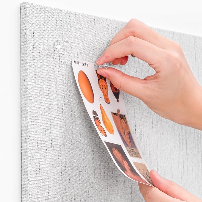 Bulletin Board 36 x 24 inches, 3' x 2' Linen Board for Wall, Decorative Fabric Pin Board with Safe Removable Adhesive Tapes for Home and Office, Includes 20 Push Pins-Gray Stripes-DeskLoop Office