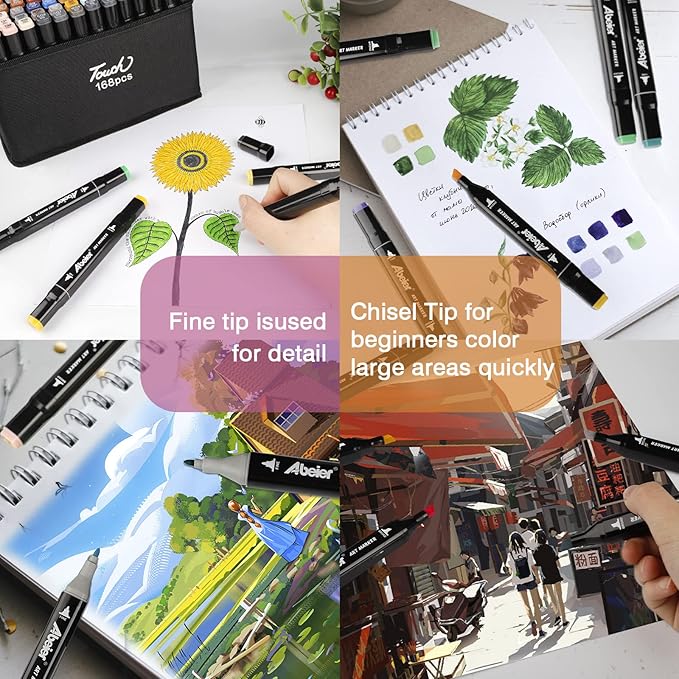 120 Colors Alcohol Markers Set, Dual Tips Blender Art Markers for Drawing, Permanent Sketch Marker for Kids adult coloring, Alcohol Based Marker, Adults Coloring and Artist Illustration.-DeskLoop Office